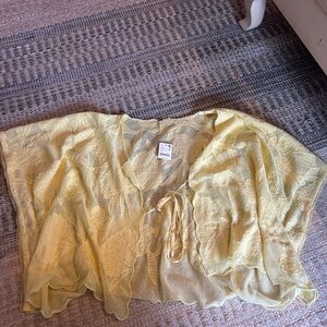 Free People Soft Yellow Lace Blouse